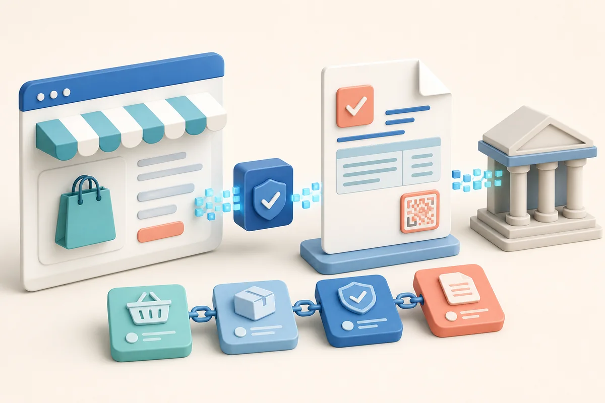 Pedido de una tienda online conectado con una factura digital y registros trazables