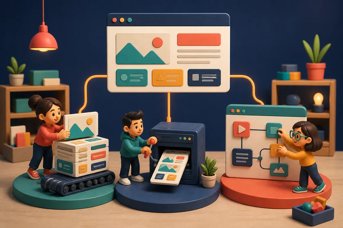 Equipo comparando generación estática, renderizado en servidor y una aplicación web interactiva