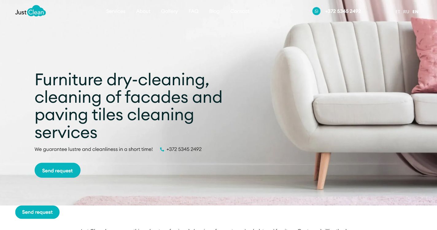 Sitio web de servicios de limpieza JustClean