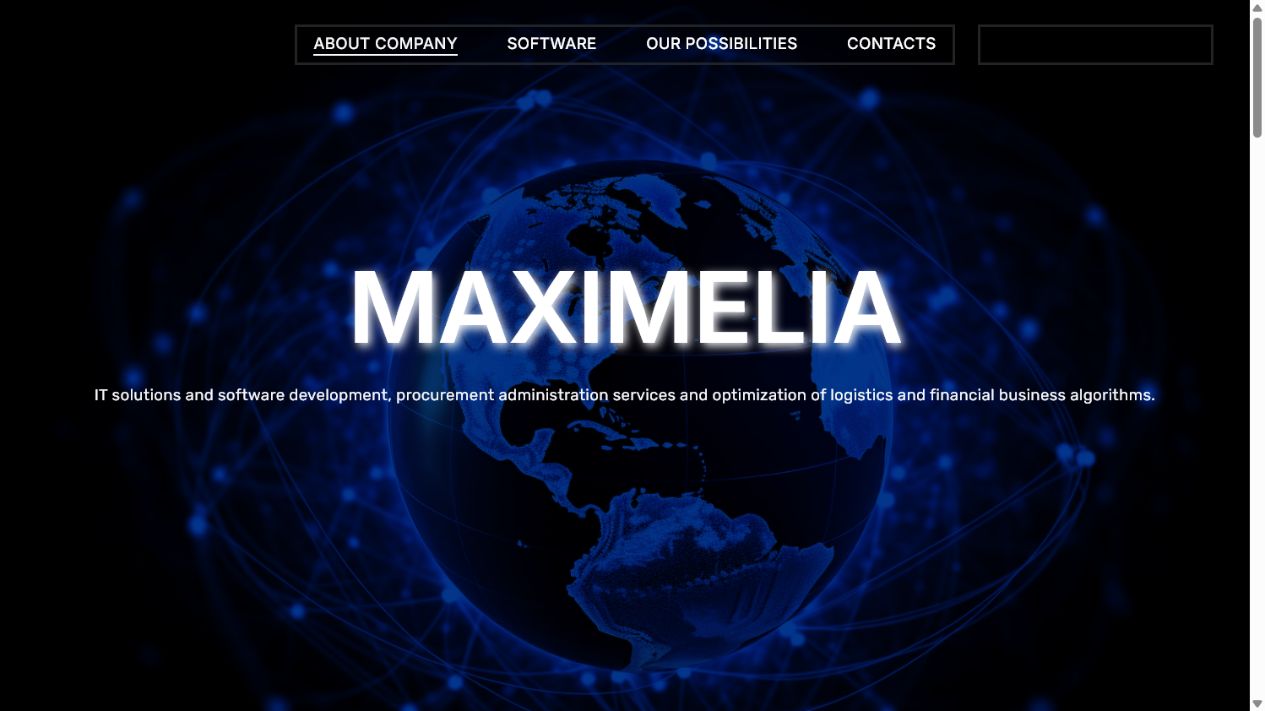 Sitio web de software y operaciones de Maximelia