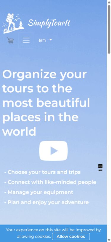 Vista móvil del sitio web de tours y actividades de SimplyTourIt