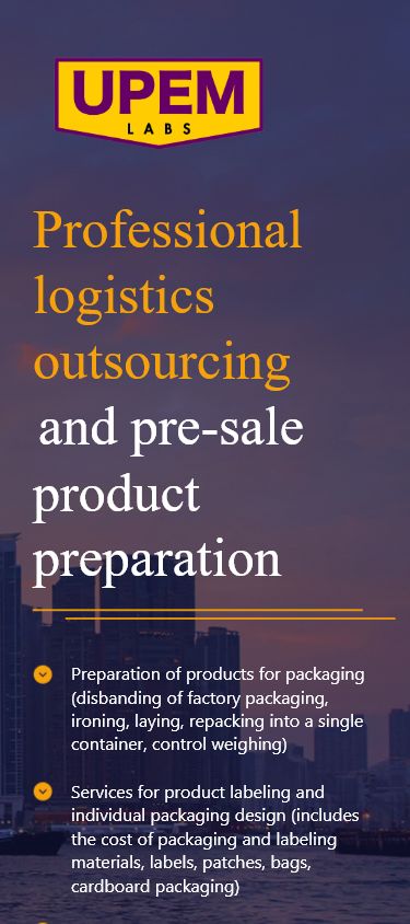 Vista móvil del sitio web de servicios logísticos de UPEM Labs